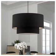 Livex Lighting Bainbridge 20" 3-Light Modern Metal & Fabric Pendant in Black