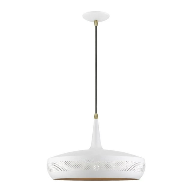 49353-03-Livex Lighting-Banbury - 1 Light Pendant In Geometric Style-17.5 Inches Tall and 17 Inches Wide-White/Antique Brass Finish    -Traditional