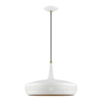 49353-03 Livex Lighting Banbury - 1 Light Pendant In Geometric Style-17.5 Inches Tall and 17 Inches Wide-White/Antique Brass Finish -Traditional