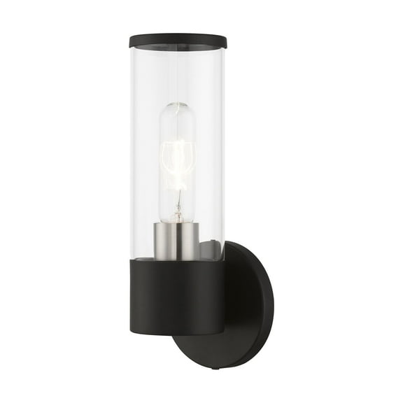 17281-04 Livex Lighting Banca - 1 Light ADA Wall Sconce In Nautical Style-11.25 Inches Tall and 4.25 Inches Wide-Black/Brushed Nickel Finish