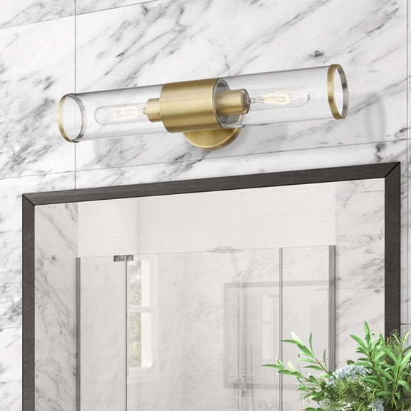 Livex Lighting Banca 2-Light Metal & Glass ADA Vanity Sconce in Antique Brass