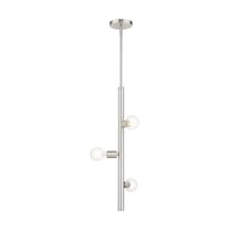 45863-91 Livex Lighting Bannister - 3 Light Pendant in Mid Century Modern Style - 6 Inches wide by 29.5 Inches high-Brushed Nickel Finish