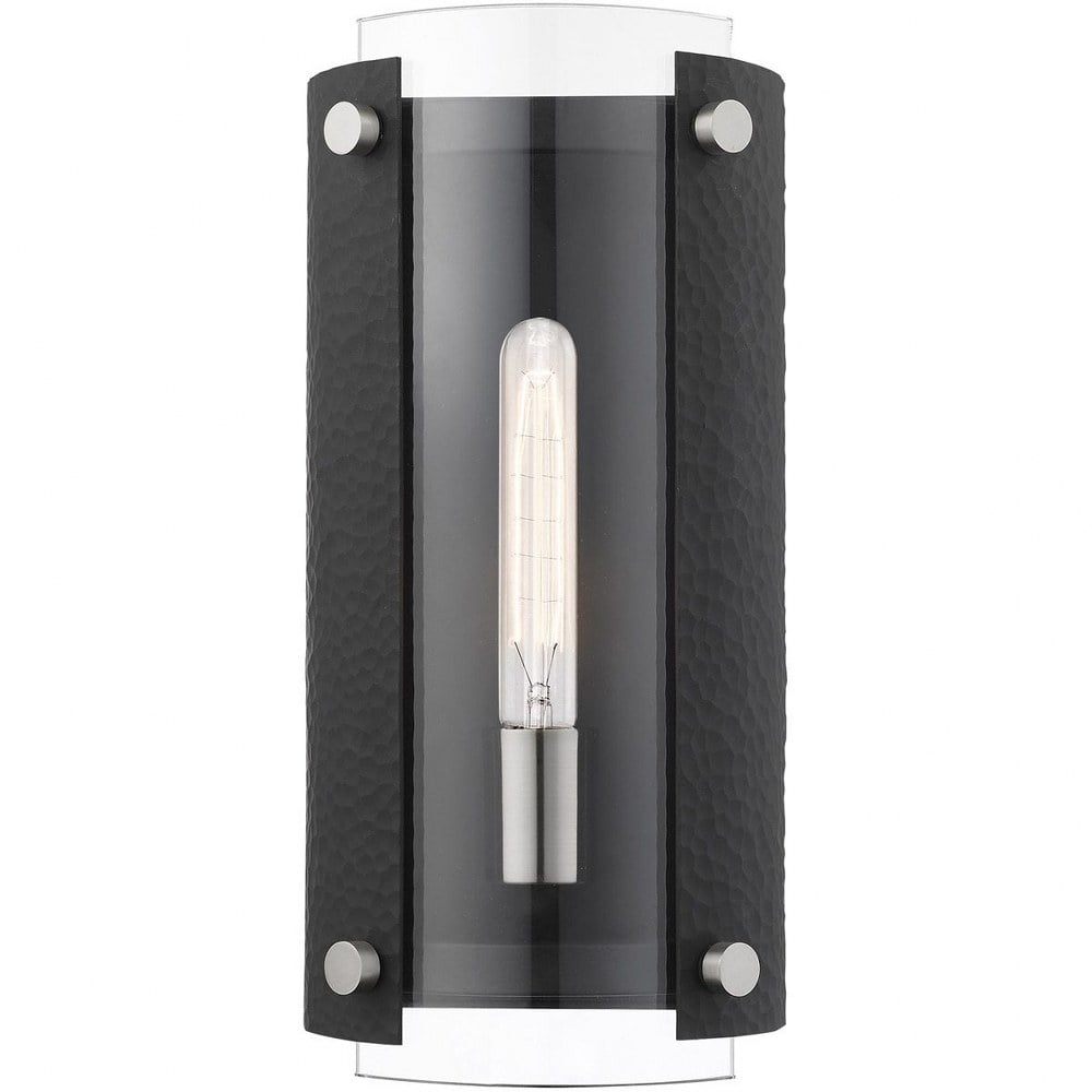 Barcelona Black & Brushed Nickel 1-Light Wall Sconce with Clear Glass