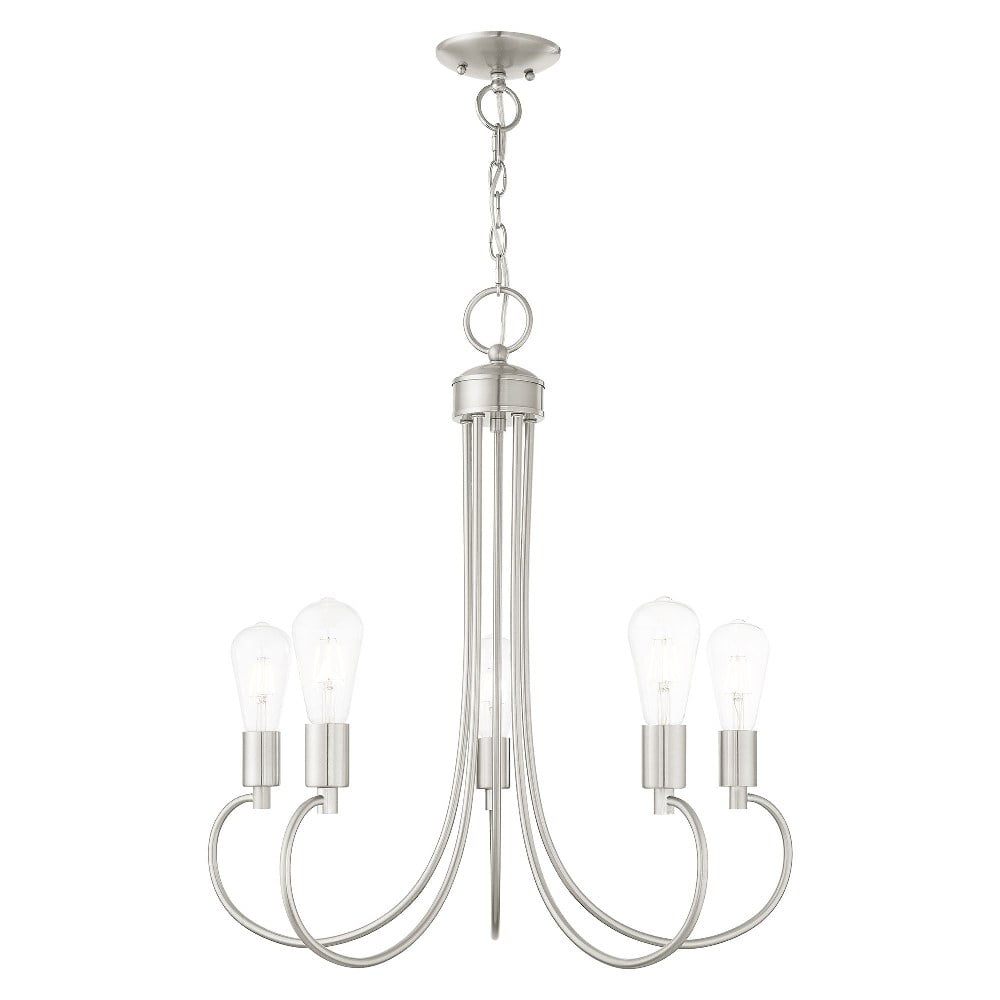 Elegant Brushed Nickel 5-Light Chandelier with Crystal Accents