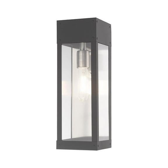 Livex Lighting  Barret 1-light Outdoor Wall Lantern - 5"W x 15"H x 5"EXT Scandinavian Gray
