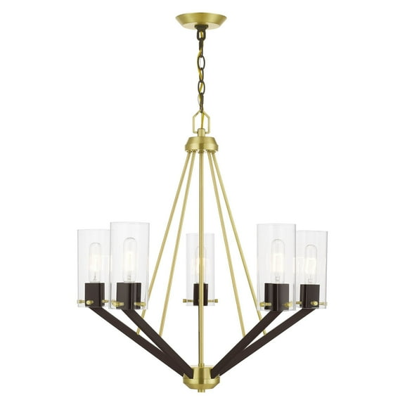 51165-12 Livex Lighting Beckett - 5 Light Chandelier In Transitional Style-27.75 Inches Tall and 26 Inches Wide-Satin Brass/Bronze Finish