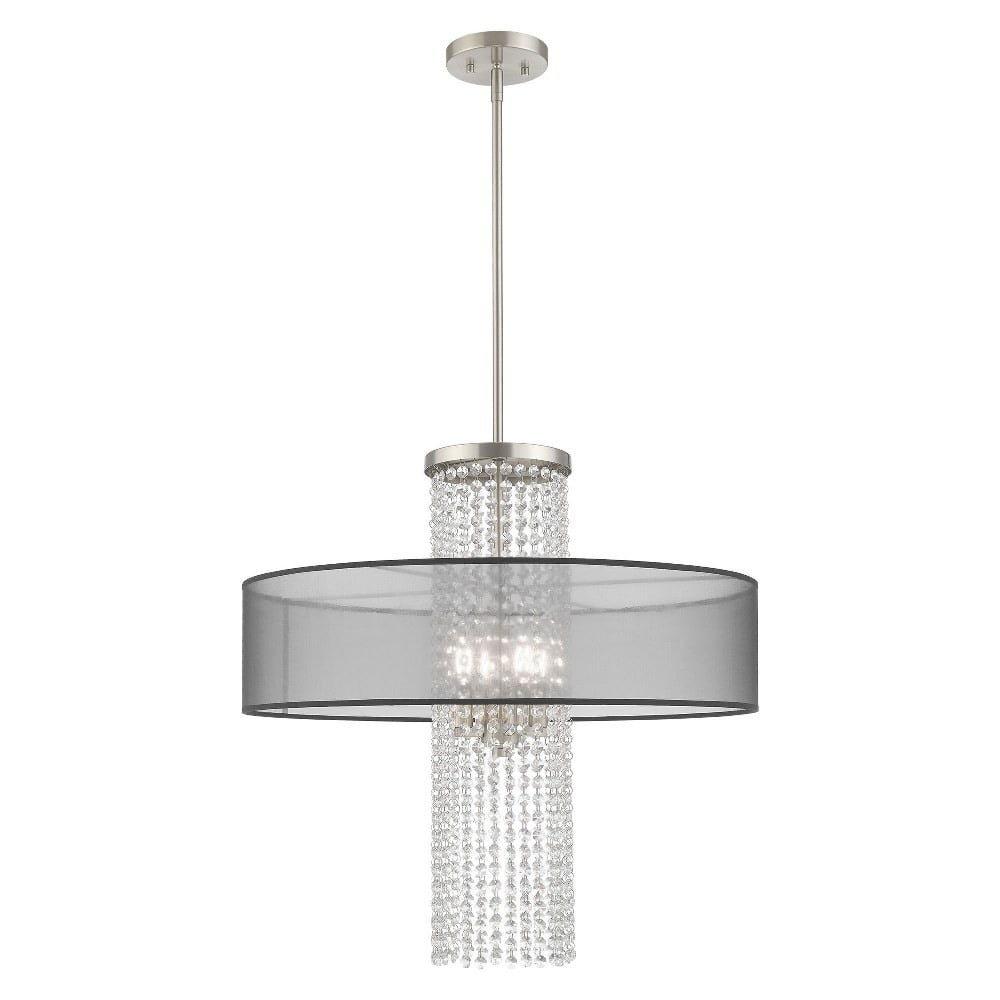 Bella Vista Brushed Nickel 4-Light Crystal Drum Chandelier