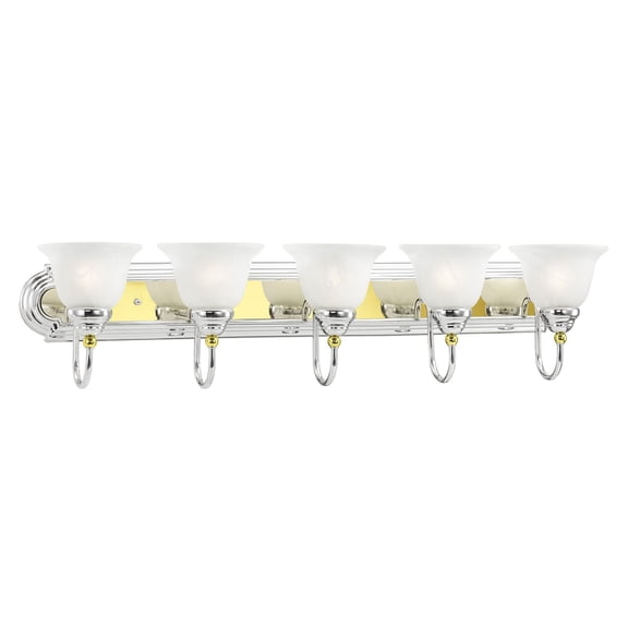 Livex Lighting Belmont Chrome and Polished Brass 5 Bath Light in Multi-Color