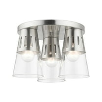 56454-91-Livex Lighting-Bennington - 3 Light Flush Mount In Modern Style-8 Inches Tall and 13 Inches Wide-Brushed Nickel Finish