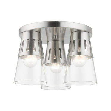 56454-91-Livex Lighting-Bennington - 3 Light Flush Mount In Modern Style-8 Inches Tall and 13 Inches Wide-Brushed Nickel Finish