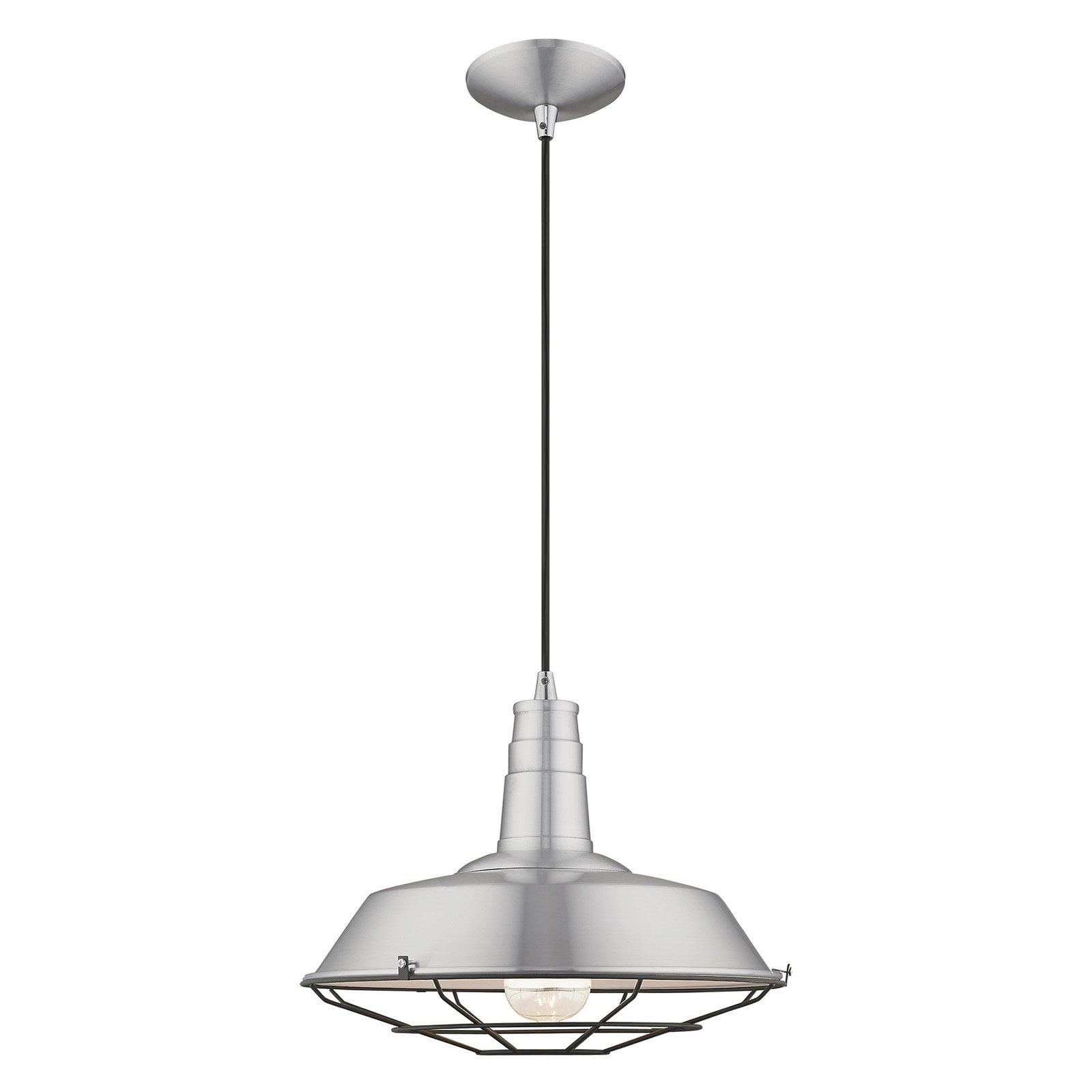 Brushed Aluminum Mini Pendant Light with Cage