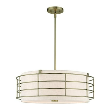 55115-01-Livex Lighting-Blanchard - 5 Light Pendant In Industrial Style-17.25 Inches Tall and 23 Inches Wide-Antique Brass Finish    -Traditional