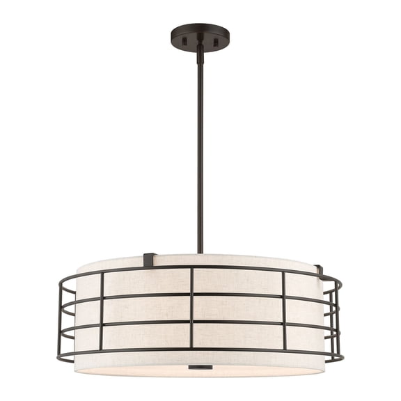 55115-92 Livex Lighting Blanchard - 5 Light Pendant In Industrial Style-17.25 Inches Tall and 23 Inches Wide-English Bronze Finish -Traditional