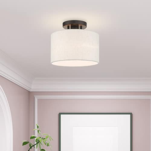Livex Lighting Blossom - 1 Light Small Semi-Flush Mount in Transitional Style-8.5 Inches Tall and 10 Inches Wide-English Bronze Finish
