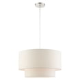 thumbnail image 1 of Livex Lighting Blossom 3-Light Modern Metal & Fabric Pendant in Brushed Nickel, 1 of 12