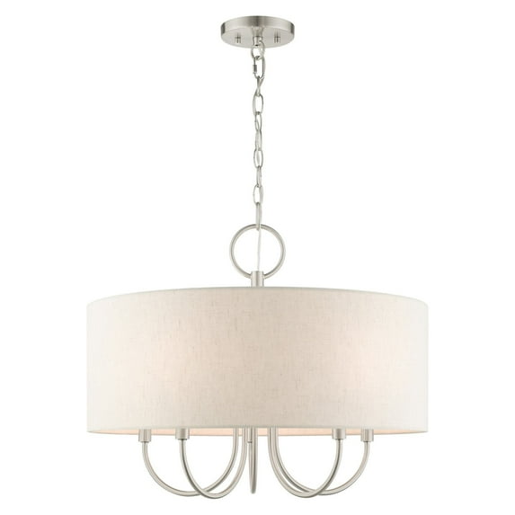 49805-91 Livex Lighting Blossom - 5 Light Pendant in New Traditional Style - 22 Inches wide by 18 Inches high-Brushed Nickel Finish -Traditional