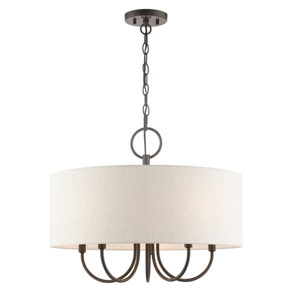 49805-92 Livex Lighting Blossom - 5 Light Pendant in New Traditional Style - 22 Inches wide by 18 Inches high-English Bronze Finish    -Traditional