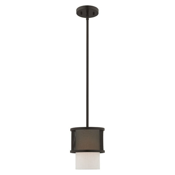 Livex Lighting  Braddock 1-Light Bronze Mini Pendant - 7"Dia. x 16.75"-46.75"Adj. H