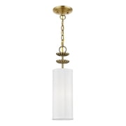 42981-01 Livex Lighting Brookdale - 1 Light Mini Pendant In Transitional Style-18.25 Inches Tall and 5.13 Inches Wide-Antique Brass Finish