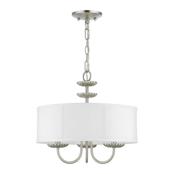 42983-91 Livex Lighting Brookdale - 3 Light Pendant In Transitional Style-15 Inches Tall and 16 Inches Wide-Brushed Nickel Finish -Traditional