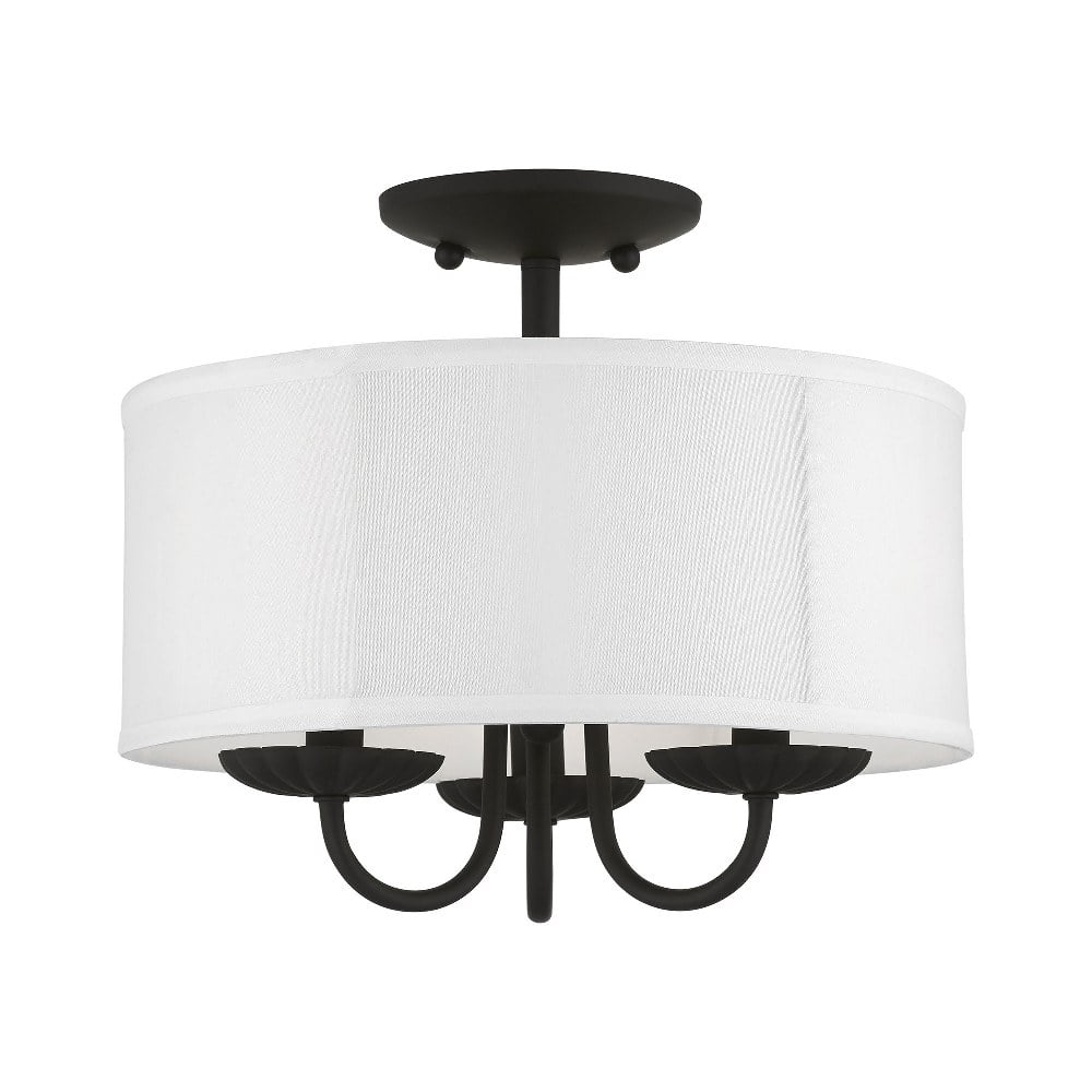 Brookdale Black Brass 3-Light Transitional Semi-Flush Drum Light