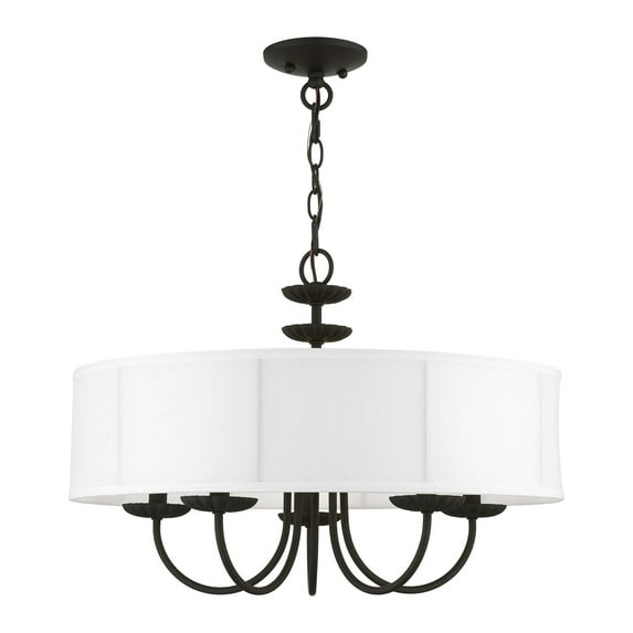 42985-04 Livex Lighting Brookdale - 5 Light Pendant In Transitional Style-16.5 Inches Tall and 23 Inches Wide-Black Finish -Traditional