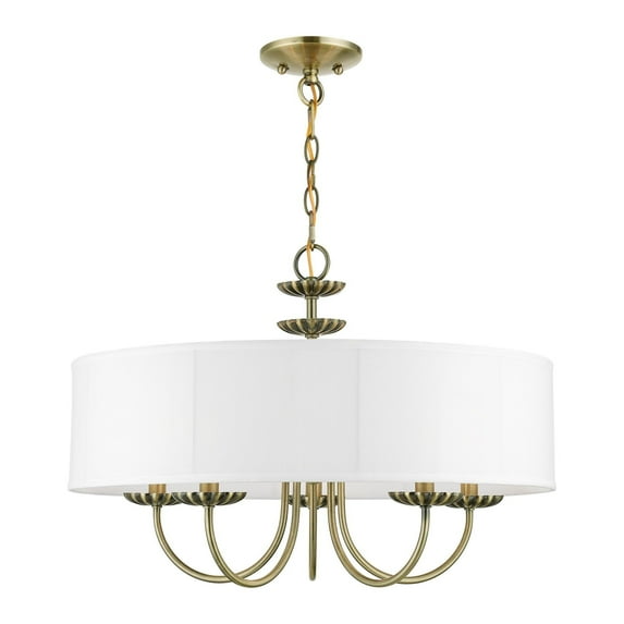 42985-01 Livex Lighting Brookdale - 5 Light Pendant In Transitional Style-16.5 Inches Tall and 23 Inches Wide-Antique Brass Finish -Traditional