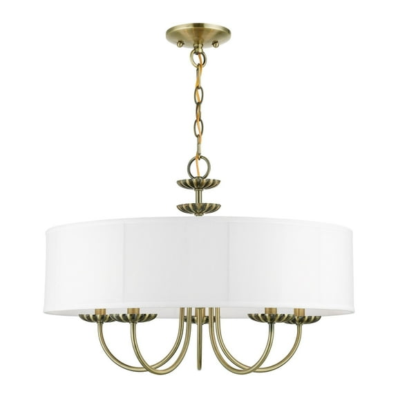 42985-01 Livex Lighting Brookdale - 5 Light Pendant In Transitional Style-16.5 Inches Tall and 23 Inches Wide-Antique Brass Finish -Traditional