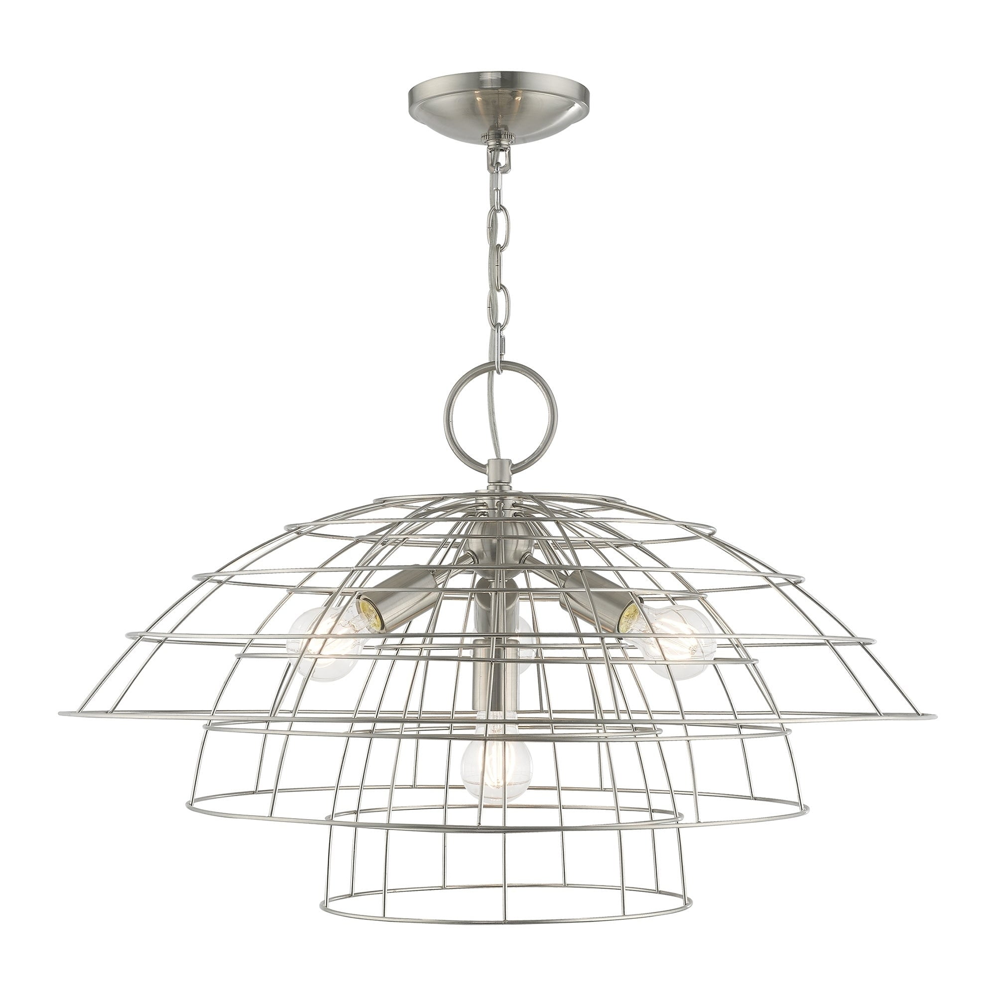 Brooklyn Brushed Nickel 4-Light Steel Cage Chandelier