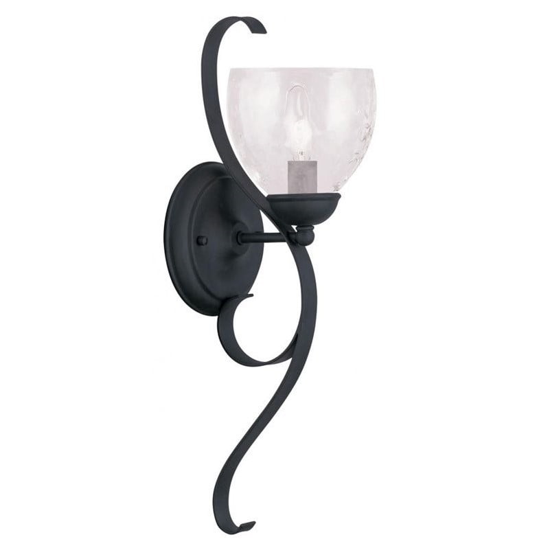Brookside Hand-Blown Clear Water Glass Black Sconce