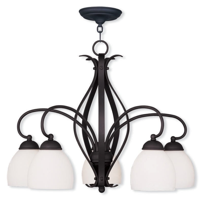 Brookside 26" Black 5-Light Chandelier with Satin Opal White Glass