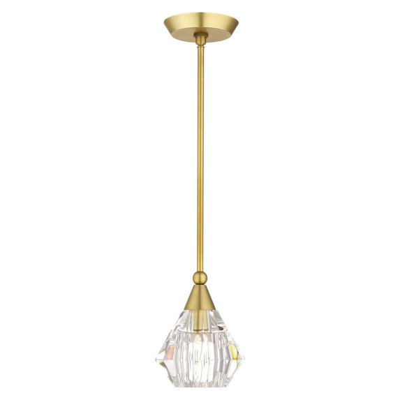 47071-08-Livex Lighting-Brussels - 1 Light Pendant-17 Inches Tall and 7 Inches Wide-Natural Brass Finish -Traditional Installation