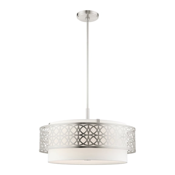 49870-91 Livex Lighting Calinda - 5 Light Pendant in Glam Style - 24.75 Inches wide by 16 Inches high-Brushed Nickel Finish    -Traditional