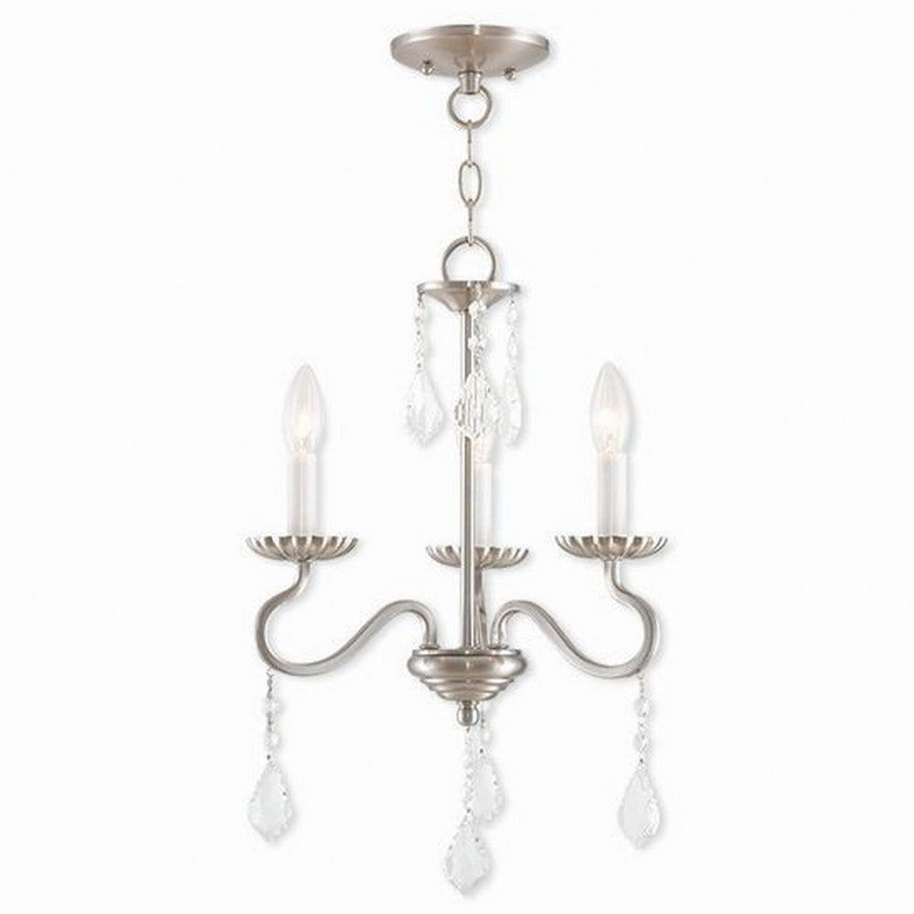Elegant Brushed Nickel Mini Chandelier with Crystal Accents