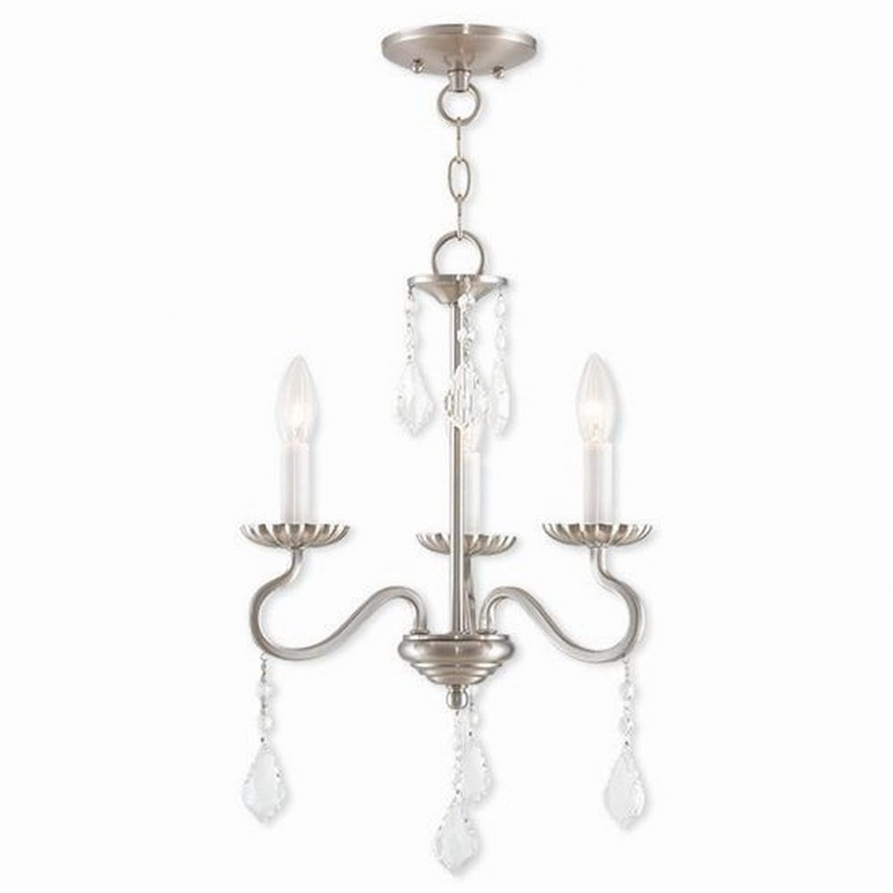 Elegant Brushed Nickel Mini Chandelier with Crystal Accents