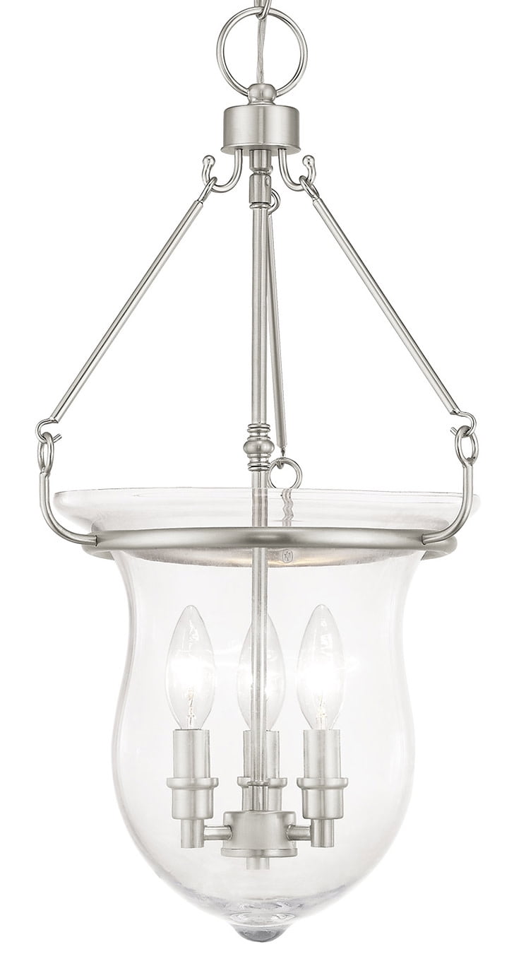 Canterbury Classic Brushed Nickel Bell Jar Lantern, 22.5"