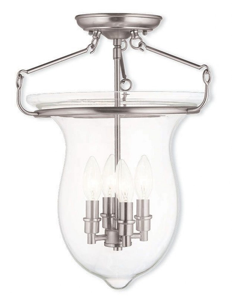 Canterbury Brushed Nickel 14" Glass Jar Lantern Ceiling Light
