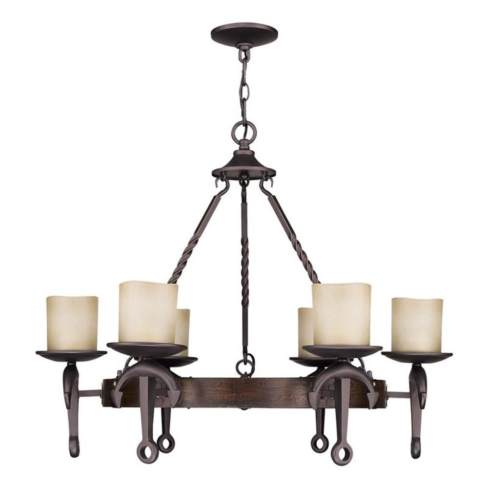 Cape May Olde Bronze 6-Light Chandelier with Satin Glass