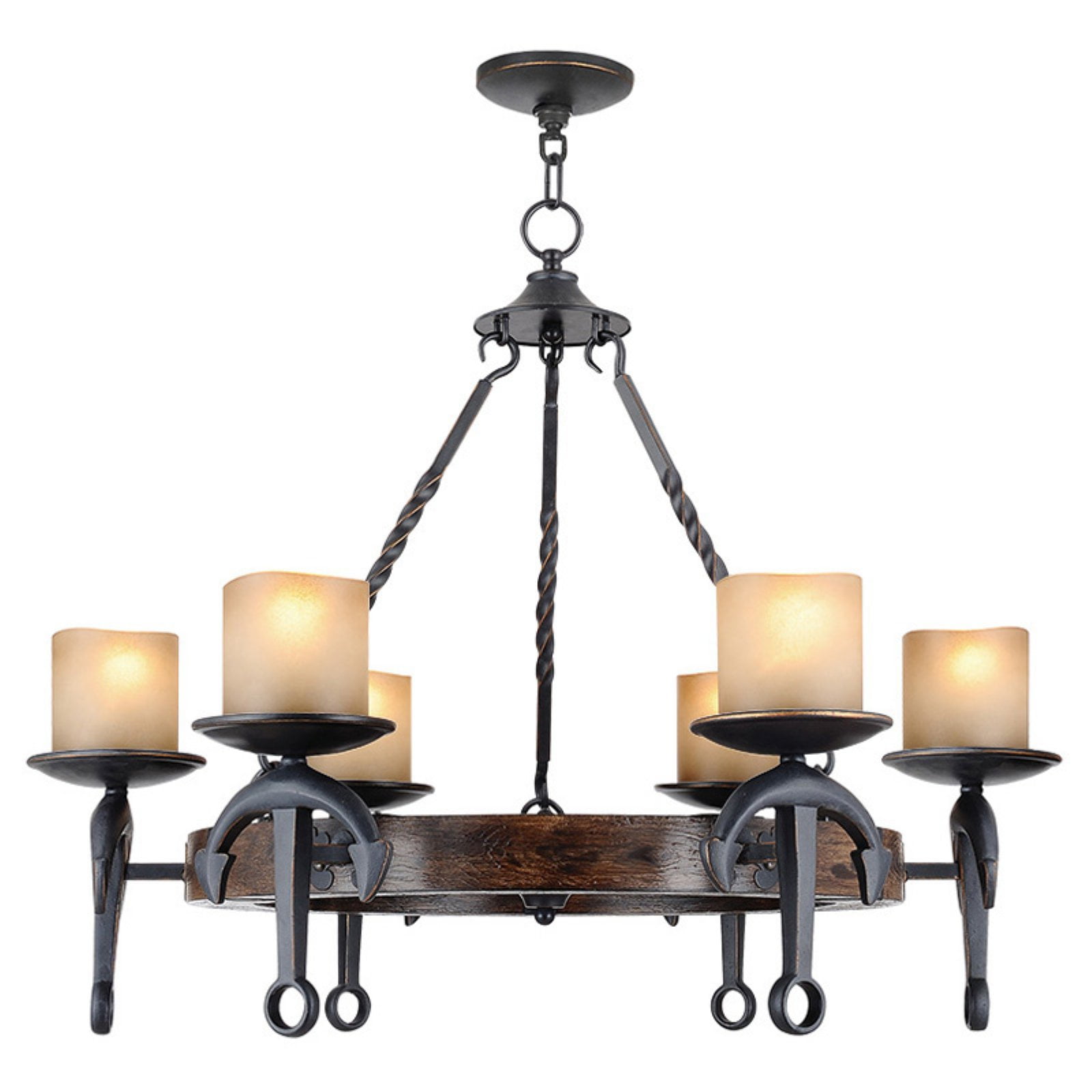 Cape May Olde Bronze 6-Light Chandelier with Satin Glass
