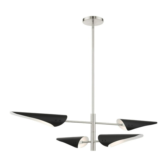 49494-91 Livex Lighting Capistrano - 4 Light Pendant in Mid Century Modern Style - 38 Inches wide by 18.25 Inches high-Brushed Nickel Finish