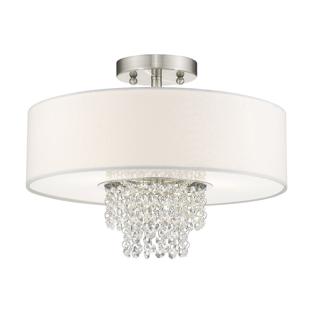 Carlisle Brushed Nickel 3-Light Semi-Flush Mount with Crystal Accents