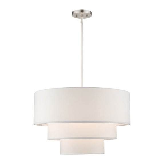 55914-91-Livex Lighting-Carrington - 4 Light Pendant In Mid-Century Modern Style-22.5 Inches Tall and 23 Inches Wide-Brushed Nickel Finish
