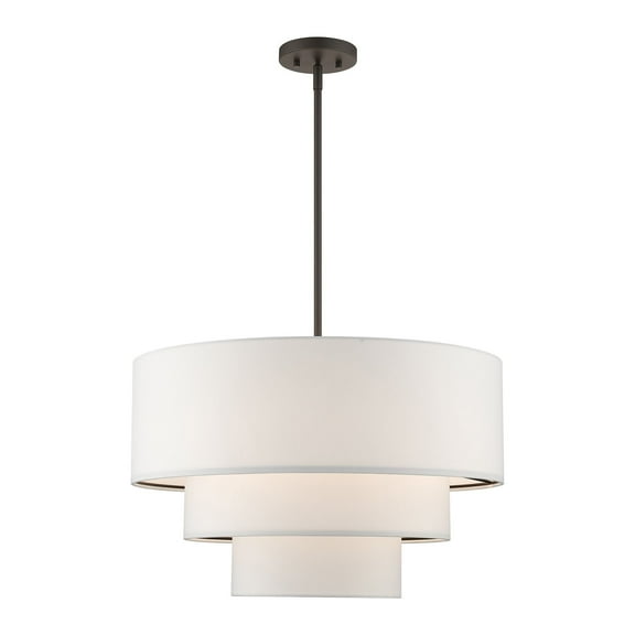 55914-07 Livex Lighting Carrington - 4 Light Pendant In Mid-Century Modern Style-22.5 Inches Tall and 23 Inches Wide-Bronze Finish    -Traditional