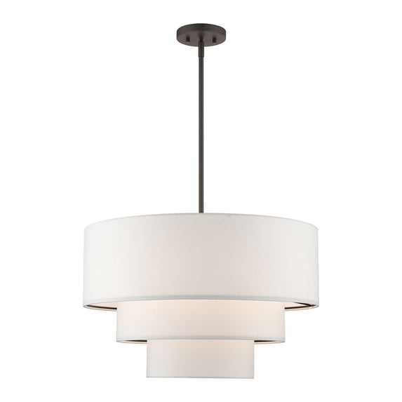 55914-07 Livex Lighting Carrington - 4 Light Pendant In Mid-Century Modern Style-22.5 Inches Tall and 23 Inches Wide-Bronze Finish -Traditional
