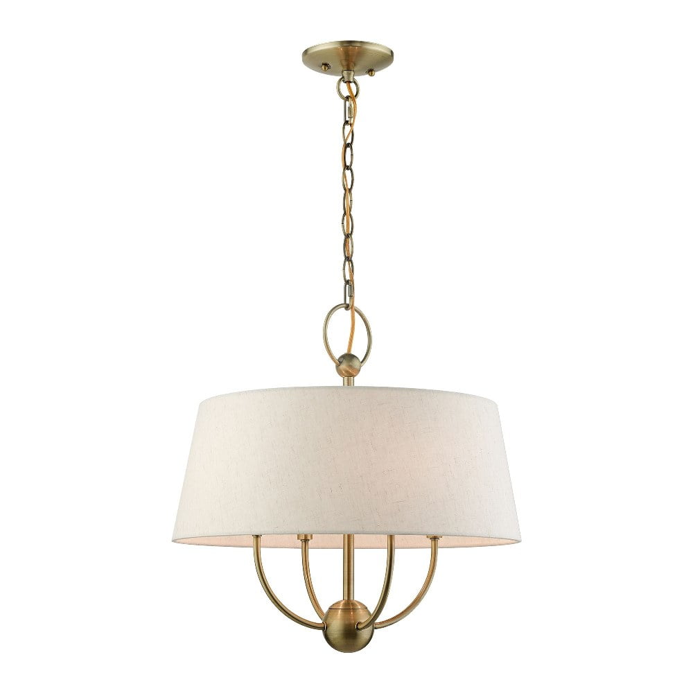 Cartwright Antique Brass Drum Pendant with Oatmeal Shade