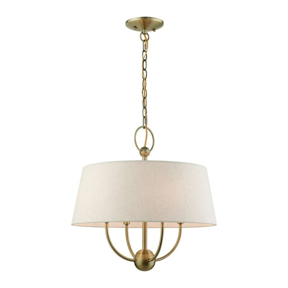 Livex Lighting  Cartwright Antique Brass 4 Light Pendant Chandelier, 49444-01 - 18"W x 18.75"H