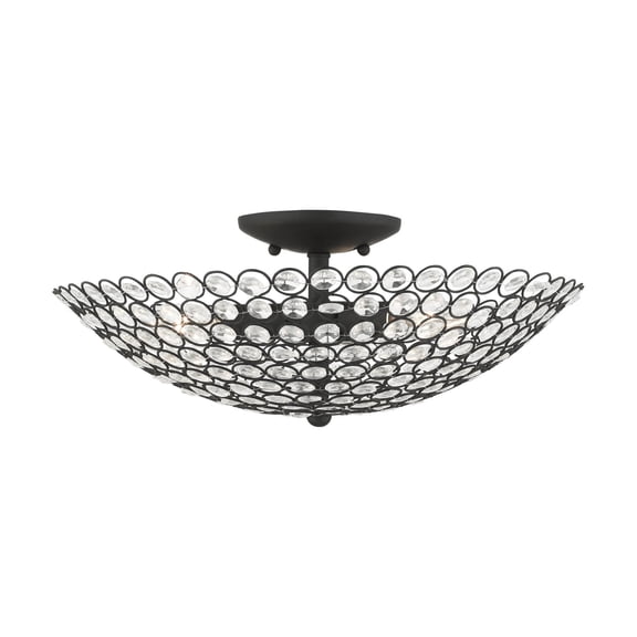 Livex Lighting - Cassandra - 3 Light Semi-Flush Mount in Glam Style - 16 Inches