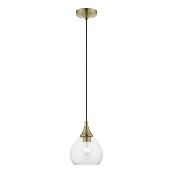46501-01 Livex Lighting Catania - 1 Light Mini Pendant In Transitional Style-15 Inches Tall and 7 Inches Wide-Antique Brass Finish    -Traditional