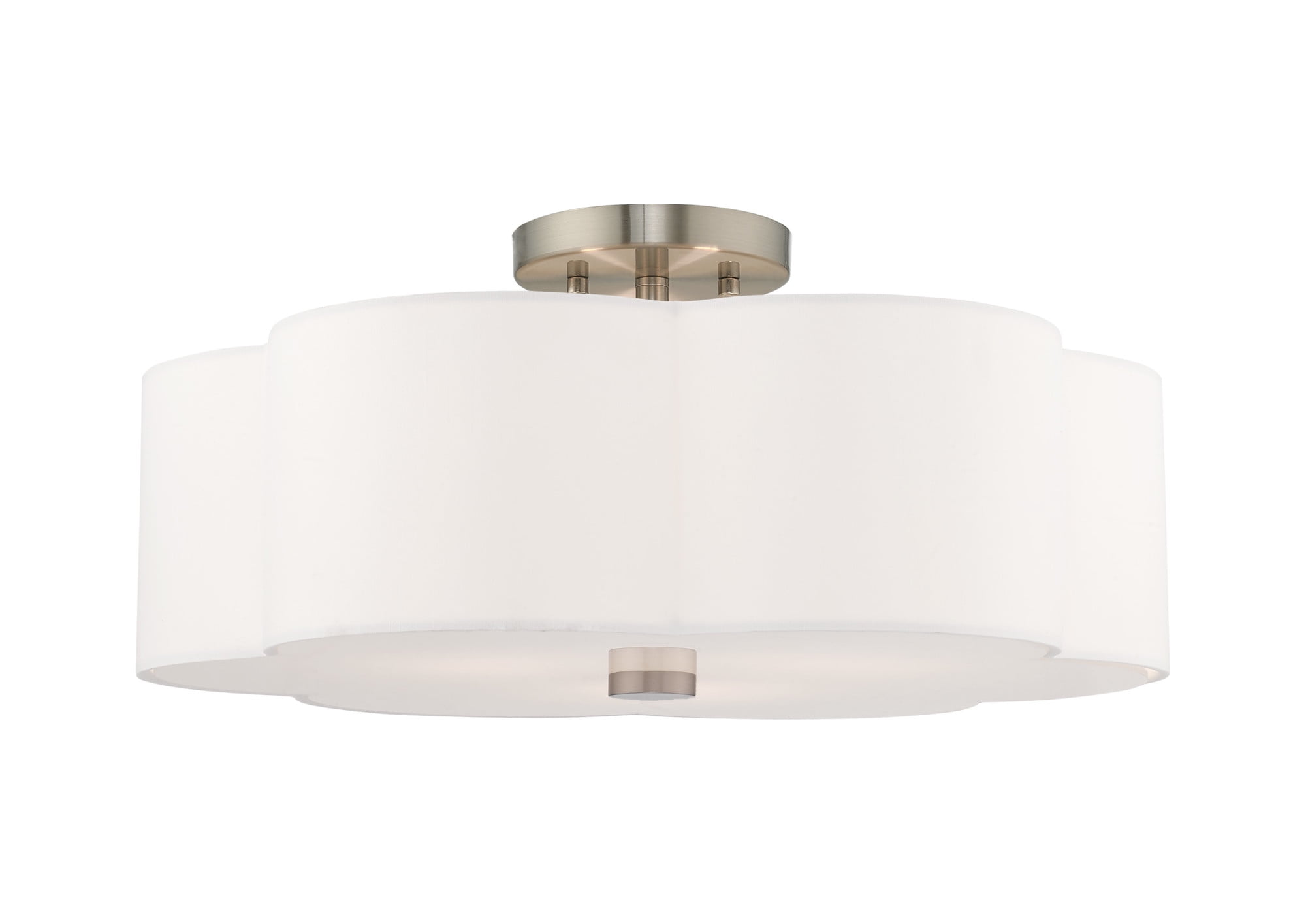 Chelsea Brushed Nickel 3-Light Flush Mount with Fabric Shade