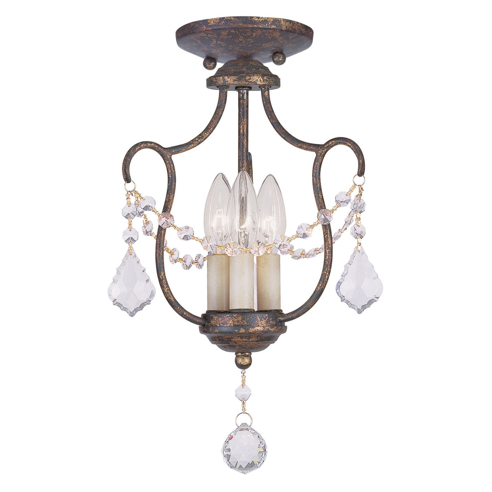 Chesterfield Hand Applied Venetian Golden Bronze Mini Pendant with Crystals